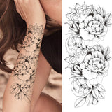Qfdian  Large Realistic Flower Fake Tattoo Stickers For Woman Female Azalea Snake Flower Temporary Tattoos Body Art Water Transfer Tatoo