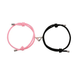 Romantic 2pcs/Set Heart Magnetic Couple Bracelets Men Women Classic Black White Paired Lovers Braclet Adjustable Braslet Knot