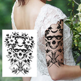Qfdian  Sexy Tiger Flower Temporary Tattoo For Women Girl Skull Leopard Lion Tattoos Sticker Black Fake Tribal Animal Large Wasit Tattos