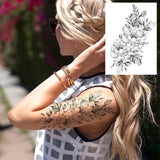 Qfdian  Realistic Sexy Peony Tattoos Temporary Women Adult Flower Arm Tattoos Sticker Waterproof Fake Floral Bloosom Body Leg Art Tatoos