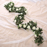 Qfdian  Silk Artificial Rose Vine Hanging Flowers for Wall Christmas Rattan Fake Plants Leaves Garland Romantic Wedding Home Decoration