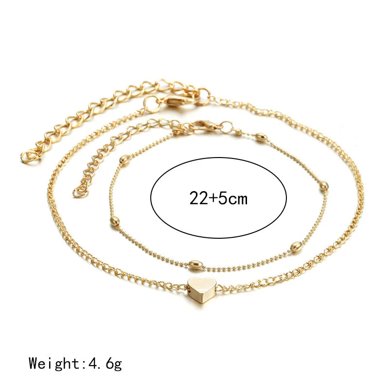 New Fashion Simple Heart Female Anklets Foot Jewelry Leg New Anklets On Foot Ankle Bracelets For Women Leg Chain Jewelry Gifts