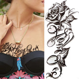 Qfdian  Realistic Peony Flower Temporary Tattoo For Women Compass Lotus Rose Dreamcatcher Tattoo Sticker Black Dragon Fake Lace Tatoo