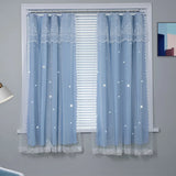 Qfdian Star Curtain Blackout Partition Window Hanging ring for Bedroom Living room With gauze pink Simple Decor curtain