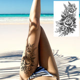 Qfdian  Realistic Sexy Peony Tattoos Temporary Women Adult Flower Arm Tattoos Sticker Waterproof Fake Floral Bloosom Body Leg Art Tatoos