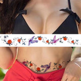 Qfdian  Watercolour Butterfly Temporary Tattoos For Women Girls Fake Flower Tattoo Sticker Thorns Lily Daffodil  Waist Sexy Tatoos