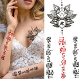 Qfdian  Realistic Peony Flower Temporary Tattoo For Women Compass Lotus Rose Dreamcatcher Tattoo Sticker Black Dragon Fake Lace Tatoo
