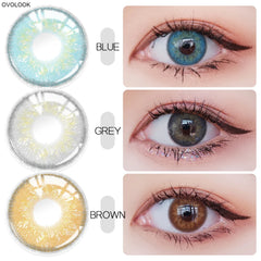 OVOLOOK-2pcs/pair Lenses 3 Tone Colored Contact Lenses for Eyes Beautiful Colorful Eyes Lenses Color Contacts