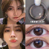 Qfdian Color Contact Lenses Large Diameter Myopia Lenses with Diopters Enlarge Bright Cosmetic Power Lenses Make Up for Eyes