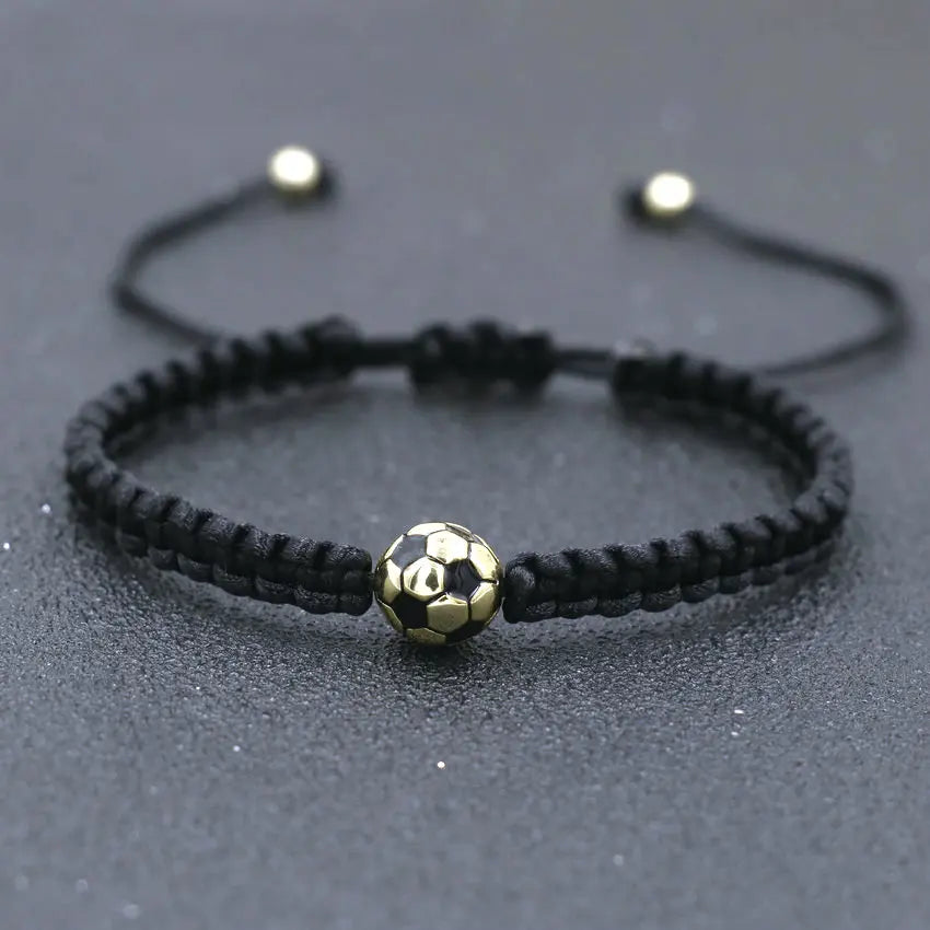 Charm Bracelet For Boy Girl Copper Gold Color Football Ball Braiding Adjustable Bracelet Couples Friendship Bracelet Men Jewelry