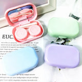 Qfdian 2 Pcs Contact Lens Cases with Mirror Unisex Travel Easy Carry Colored Container Lenses Box
