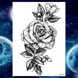 Qfdian  Flower Peony Temporary Tattoos For Women Girls Flora Snake Tattoo Sticker Black Lavender Sexy Fake Large Tatoos Sweatpea Dahlia