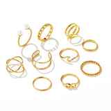 10pcs Punk Gold Color Chain Rings Set For Women Girls Fashion Irregular Finger Thin Rings Gift Female Knuckle Jewelry Party