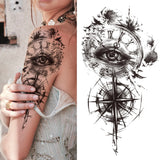 Qfdian  Realistic Fake Peony Temporary Tattoos For Women Girl Black Rose Elephant Flower Tattoo Sticker Tiger Anemone Tatoos Half Sleeve