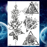 Qfdian  Flower Peony Temporary Tattoos For Women Girls Flora Snake Tattoo Sticker Black Lavender Sexy Fake Large Tatoos Sweatpea Dahlia