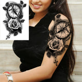 Qfdian  Flower Peony Temporary Tattoos For Women Girls Flora Snake Tattoo Sticker Black Lavender Sexy Fake Large Tatoos Sweatpea Dahlia