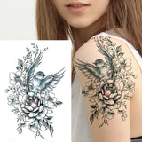 Qfdian  Realistic Orchid Lily Flower Temporary Tattoo For Women Rose Fake Tattoo Sticker Cluster Realistic Water Transfer Black Tatoos