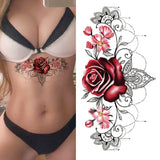 Qfdian  Lily Chains Flower Temporary Tattoos For Women Girl Black Butterfly Dream Catcher Tattoo Sticker Fake Rose Sexy Tatoos Back Body