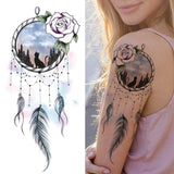 Qfdian  Lily Chains Flower Temporary Tattoos For Women Girl Black Butterfly Dream Catcher Tattoo Sticker Fake Rose Sexy Tatoos Back Body