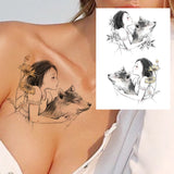 Qfdian  Sexy Tiger Flower Temporary Tattoo For Women Girl Skull Leopard Lion Tattoos Sticker Black Fake Tribal Animal Large Wasit Tattos