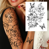 Qfdian  Sexy Tiger Flower Temporary Tattoo For Women Girl Skull Leopard Lion Tattoos Sticker Black Fake Tribal Animal Large Wasit Tattos