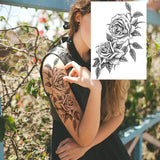 Qfdian  Realistic Sexy Peony Tattoos Temporary Women Adult Flower Arm Tattoos Sticker Waterproof Fake Floral Bloosom Body Leg Art Tatoos