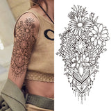 Qfdian  Lily Chains Flower Temporary Tattoos For Women Girl Black Butterfly Dream Catcher Tattoo Sticker Fake Rose Sexy Tatoos Back Body