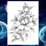 Qfdian  Black Tulip Totem Tattoos Stickers Women Body Waist Arm Art Bracelet Tattoos Temporary Girls Butterfly Tatoos Rose Chains