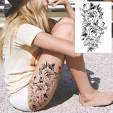 Qfdian  Realistic Sexy Peony Tattoos Temporary Women Adult Flower Arm Tattoos Sticker Waterproof Fake Floral Bloosom Body Leg Art Tatoos