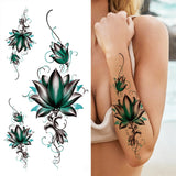 Qfdian  Realistic Fake Peony Temporary Tattoos For Women Girl Black Rose Elephant Flower Tattoo Sticker Tiger Anemone Tatoos Half Sleeve