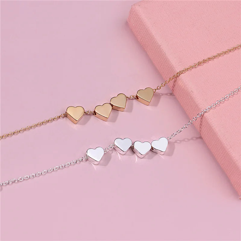 2024 Fashion Simple Shiny Heart Chain Bracelet for Women Minimalist Adjustable Charm Bracelet Wedding Party Jewelry Girl Gift