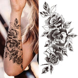 Qfdian  Lily Chains Flower Temporary Tattoos For Women Girl Black Butterfly Dream Catcher Tattoo Sticker Fake Rose Sexy Tatoos Back Body
