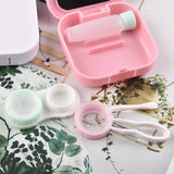 Qfdian 1Pcs Color Contact Lenses Case with Mirror Unisex Lovely Travel Kit Cute Style Solid Container Glasses Lenses Box