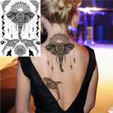 Qfdian  Tribal Henna Temporary Tattoos For Women Girls Adult Lace Black Mandala Tattoo Sticker Fake Flower Lotus Moon Tatoos Waterproof
