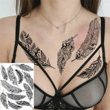Qfdian  Tribal Henna Temporary Tattoos For Women Girls Adult Lace Black Mandala Tattoo Sticker Fake Flower Lotus Moon Tatoos Waterproof