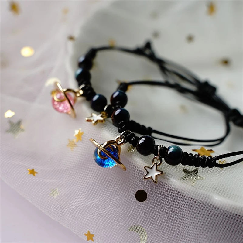 New Arrival Universe Planet Bracelet Couple Handmade Adjustable Bracelet The Stars Moon Lovers Girlfriends Students Gift Jewelry