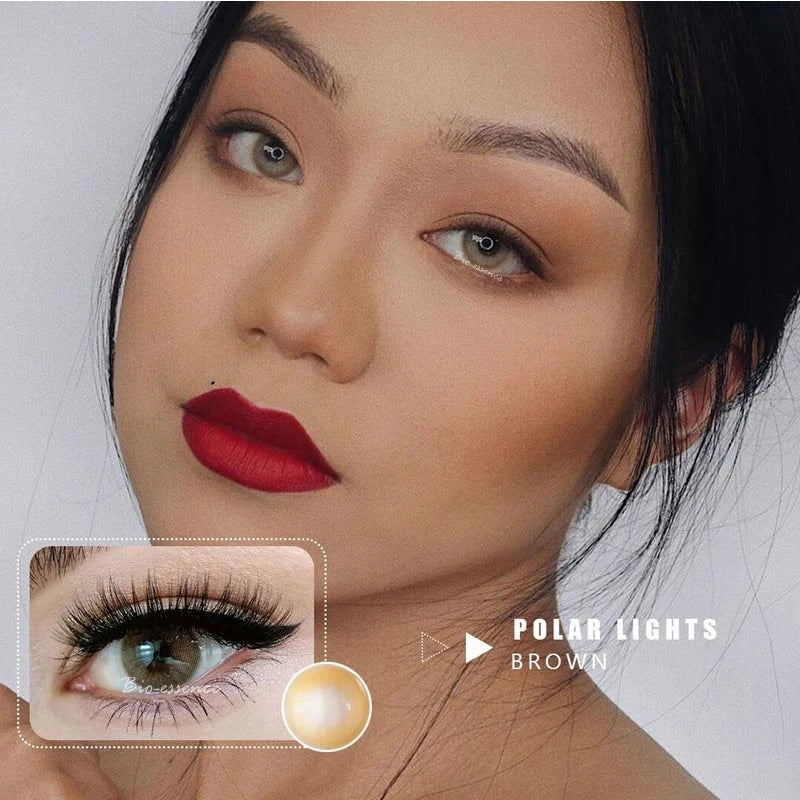 2pcs(1Pair) Diopter Lens Polar Lights Seriers Colored Lenses Gray Prescription Contact Lenses for Myopia Fashion Lens Beauty