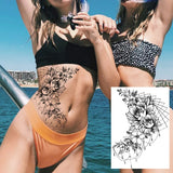 Qfdian  Realistic Sexy Peony Tattoos Temporary Women Adult Flower Arm Tattoos Sticker Waterproof Fake Floral Bloosom Body Leg Art Tatoos