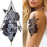 Qfdian  Cage Life Tree Bird Temporary Tattoo For Women Wolf Black Cat Fake Jewelry Tattoo Sticker Dream Catcher Water Transfer Tatoo