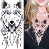 Qfdian  Cage Life Tree Bird Temporary Tattoo For Women Wolf Black Cat Fake Jewelry Tattoo Sticker Dream Catcher Water Transfer Tatoo