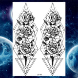 Qfdian  Flower Peony Temporary Tattoos For Women Girls Flora Snake Tattoo Sticker Black Lavender Sexy Fake Large Tatoos Sweatpea Dahlia