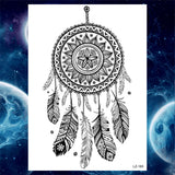 Qfdian  Tribal Henna Temporary Tattoos For Women Girls Adult Lace Black Mandala Tattoo Sticker Fake Flower Lotus Moon Tatoos Waterproof
