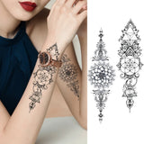 Qfdian  Fashion Mandala Flower Fake Tattoo Stickers For Women Adults Geometry Totem Temporary Tattoos DIY Party Waterproof Tattos Leaves