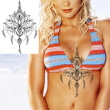 Qfdian  Flower Peony Temporary Tattoos For Women Girls Flora Snake Tattoo Sticker Black Lavender Sexy Fake Large Tatoos Sweatpea Dahlia