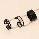 Punk Finger Rings Minimalist Smooth black Rings Geometric Metal Rings for Women Girls Party Jewelry Bijoux Femme