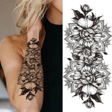 Qfdian  Fashion Mandala Flower Fake Tattoo Stickers For Women Adults Geometry Totem Temporary Tattoos DIY Party Waterproof Tattos Leaves
