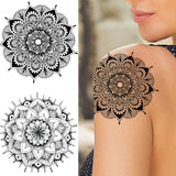 Qfdian  Fashion Mandala Flower Fake Tattoo Stickers For Women Adults Geometry Totem Temporary Tattoos DIY Party Waterproof Tattos Leaves