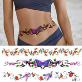 Qfdian  Watercolour Butterfly Temporary Tattoos For Women Girls Fake Flower Tattoo Sticker Thorns Lily Daffodil  Waist Sexy Tatoos