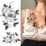 Qfdian  Large Realistic Flower Fake Tattoo Stickers For Woman Female Azalea Snake Flower Temporary Tattoos Body Art Water Transfer Tatoo
