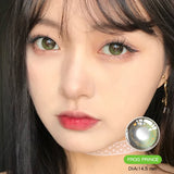 Qfdian 2pcs/pair Beauty Lenses Colored Lenses for Eyes Comestic Color Contact Lenses Green Violet Prescription Lens Yearly Use
